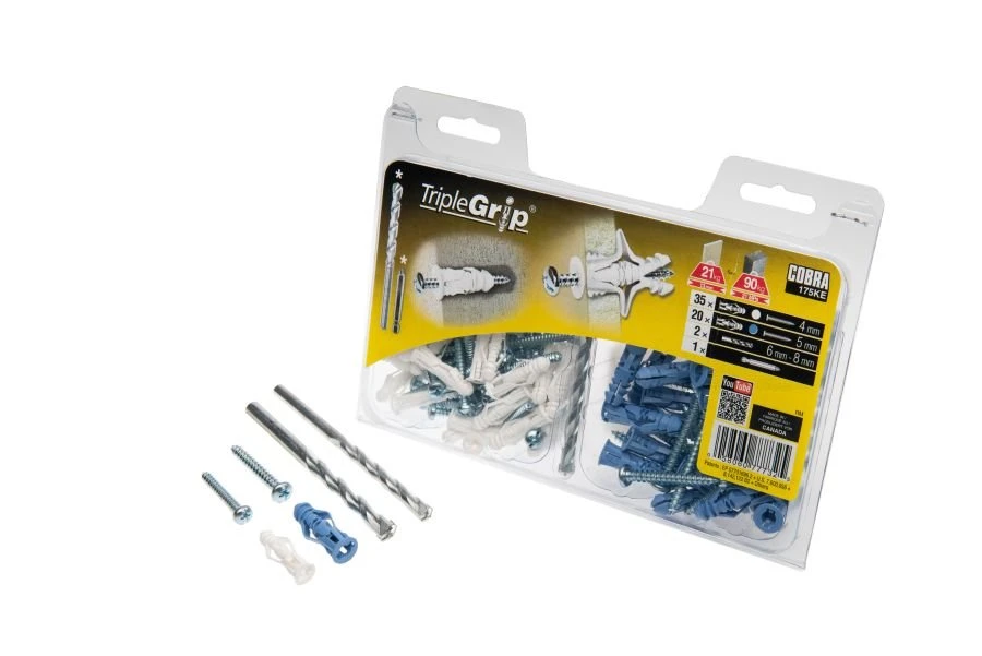Cobra Triple Grip 4 & 5mm White & Blue C/w Screws. Drill Bit & Driver. 55 Pieces 1 Cobra Triple Grip 4 & 5mm White & Blue C/w Screws. Drill Bit & Driver. 55 Pieces