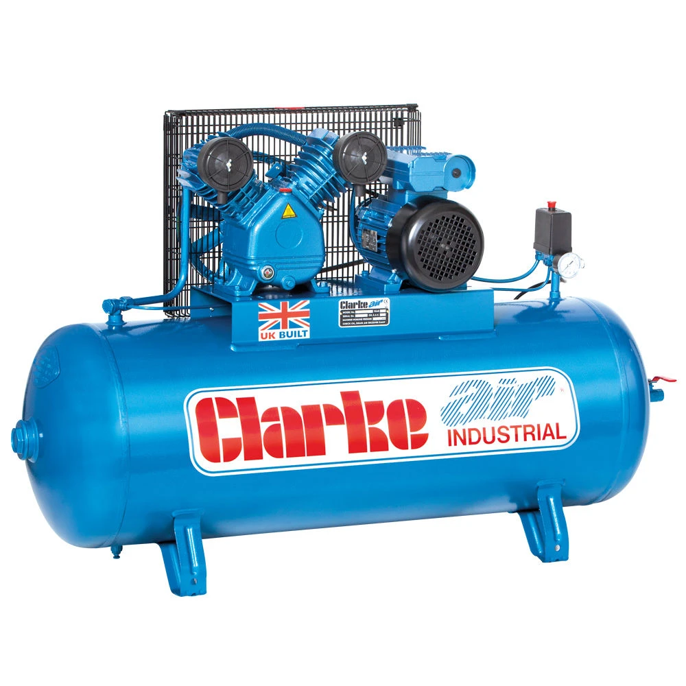 Clarke XEV16/150 (OL) 14cfm 150Litre 3HP Belt-driven Industrial Air Compressor, 230V 1 Clarke XEV16/150 (OL) 14cfm 150Litre 3HP Belt-driven Industrial Air Compressor, 230V
