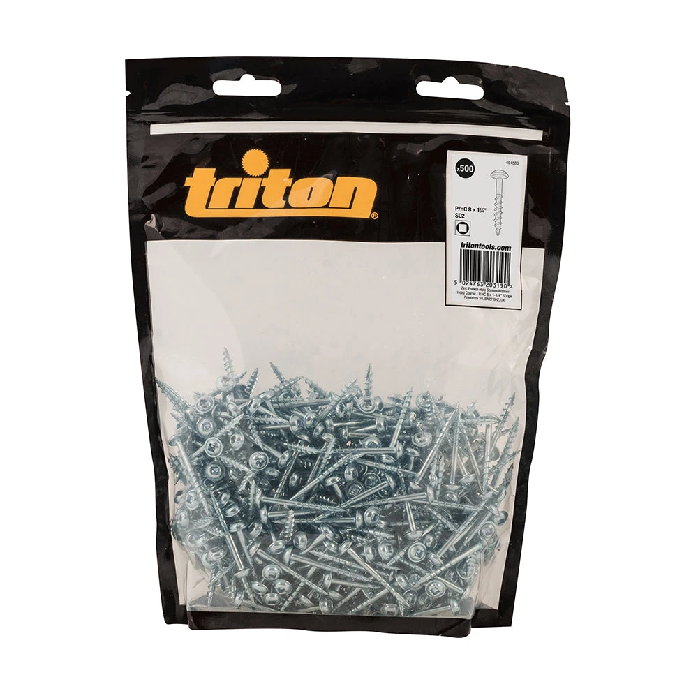 Triton P/HC 8 X 1-1/4" 500pk Zinc Pocket-Hole Screws Washer Head Coarse 2 Triton P/HC 8 X 1-1/4" 500pk Zinc Pocket-Hole Screws Washer Head Coarse - Image 2