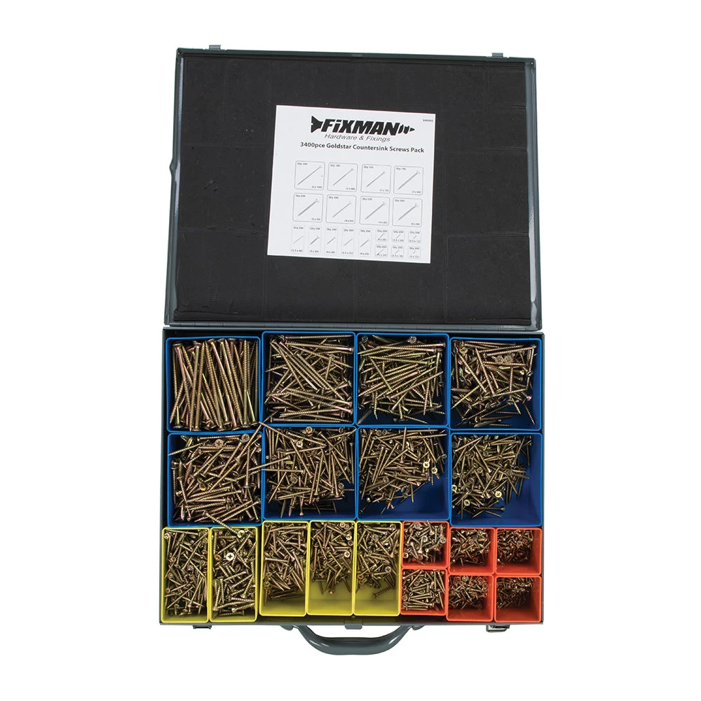 Fixman 640485 Goldstar Countersink Screws Pack 3400pce 2 Fixman 640485 Goldstar Countersink Screws Pack 3400pce - Image 2