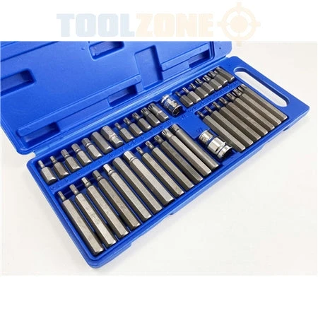 Toolzone 40Pc Hex/ Torx/ Spline Bits In Case - 4, 5, 6, 7, 8, 10 And 12mm - T20, T25, T30, T40, T45, T50, T55 1 Toolzone 40Pc Hex/ Torx/ Spline Bits In Case - 4, 5, 6, 7, 8, 10 And 12mm - T20, T25, T30, T40, T45, T50, T55